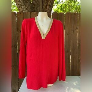 Michael Kors ladies blouse size Large red/gold.